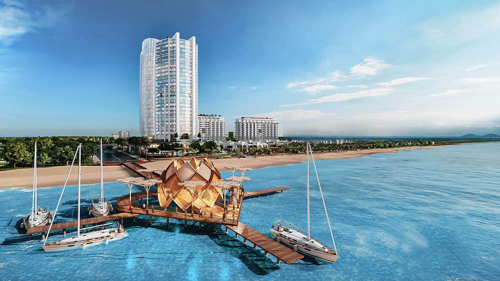 Cầu tình yêu dài hơn 100 m ra biển tại dự án Aria Vũng Tàu Hotel & Resort. Ảnh phối cảnh: Tập đoàn Danh Khôi.